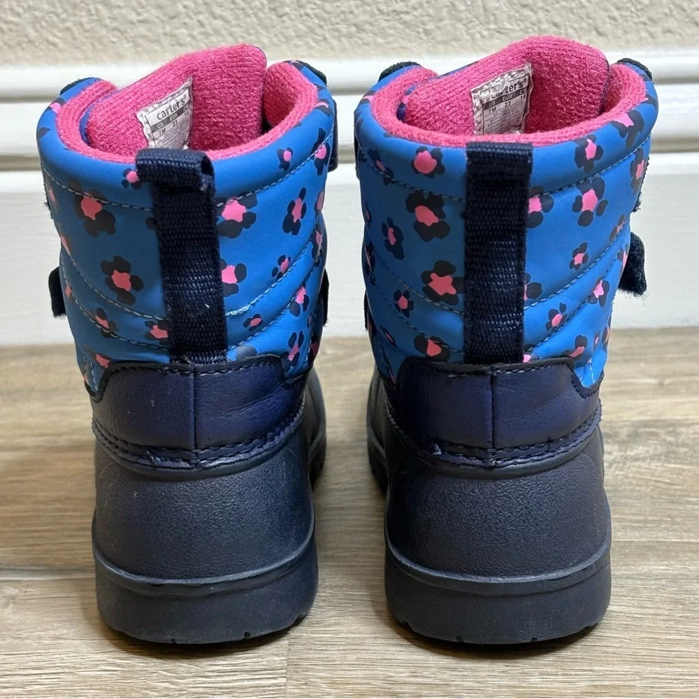 Carter's Girls Deltha Cold Weather Boots Pink and Blue Leopard Print Toddler’s 7